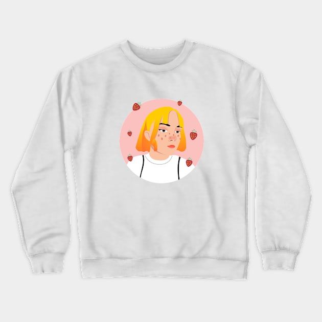 girl strawberry birthday Crewneck Sweatshirt by WOW DESIGN